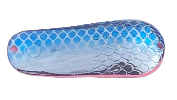 PACK OF 50 TROUT & SALMON CATCHER SPOON BLANKS 1 3/4 OZ SILVER WITH BLUE DOTS