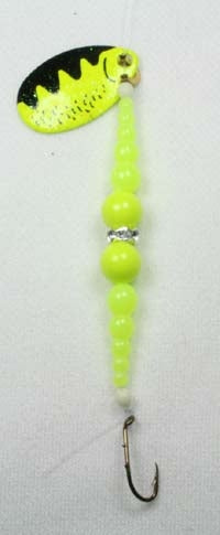 DIAMOND RING #8 SINGLE  BLACK/ CHARTREUSE BLADE - CHARTREUSE / CHARTREUSE SUPER BEADS