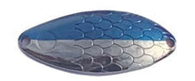 Load image into Gallery viewer, PACK OF 50 TROUT &amp; COHO CATCHER SPOON BLANKS 1/2 OZ SILVER WITH BLUE STRIPE
