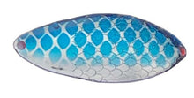 Load image into Gallery viewer, PACK OF 50 TROUT &amp; COHO CATCHER SPOON BLANKS 1 OZ SILVER WITH BLUE DOTS

