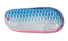 Load image into Gallery viewer, PACK OF 50 TROUT &amp; SALMON CATCHER SPOON BLANKS 3/4 OZ SILVER WITH BLUE DOTS
