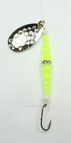 DIAMOND RING #8 SINGLE HAMMERED /SILVER BLADE - CHARTREUSE/CHARTREUSE REG BEADS