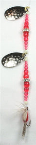 DIAMOND RING #8 DOUBLE HAM/SILV BLADE - RED/RED REG BEADS W/FLY